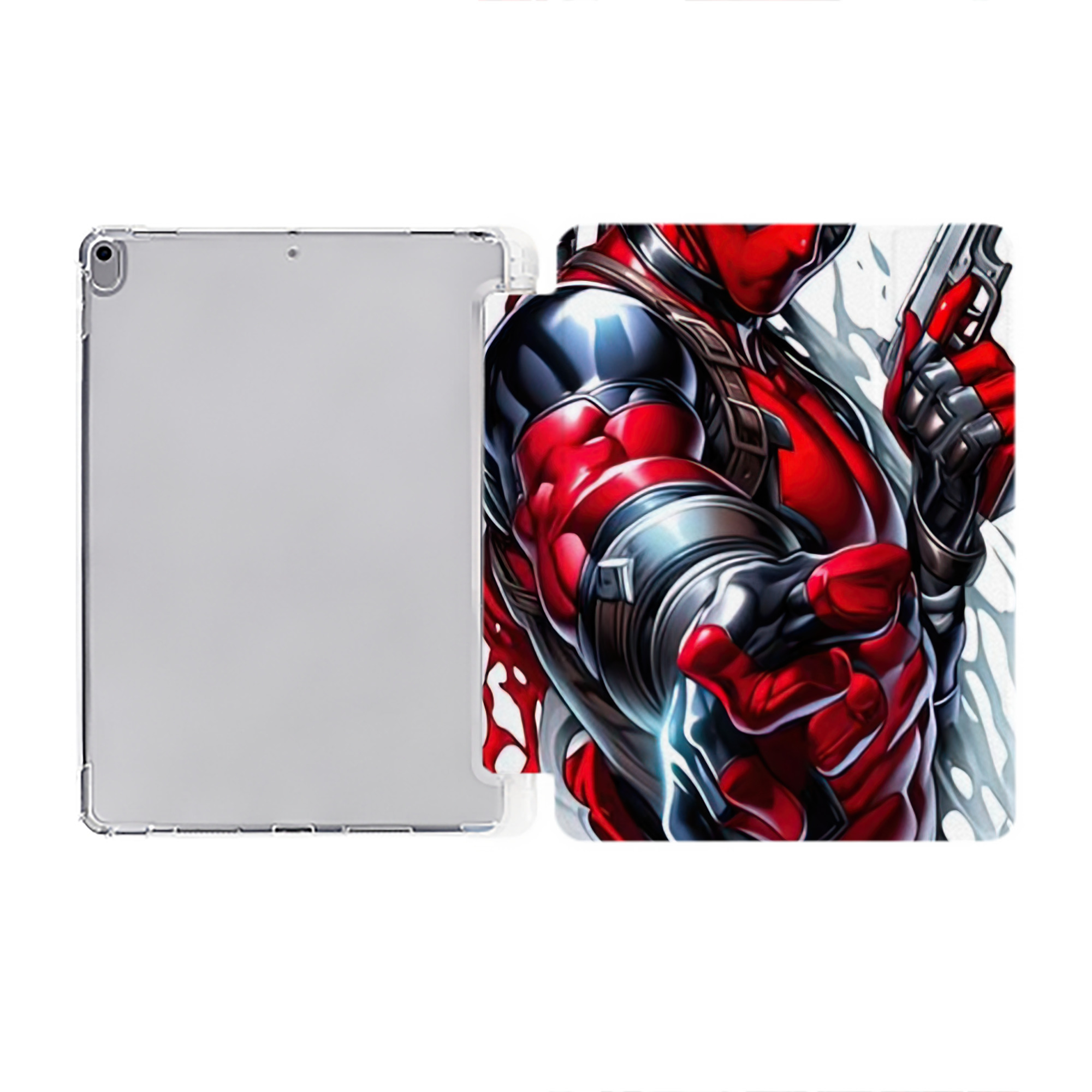 （画像用） Deadpool デッドプール IPad ケース ペン収納付き 三つ折りスタンド PUレザー×シリコン 対応機種9.5/10.5/10.9インチ
